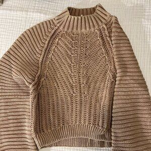 Free People Chunky Knit Sweater in Tan